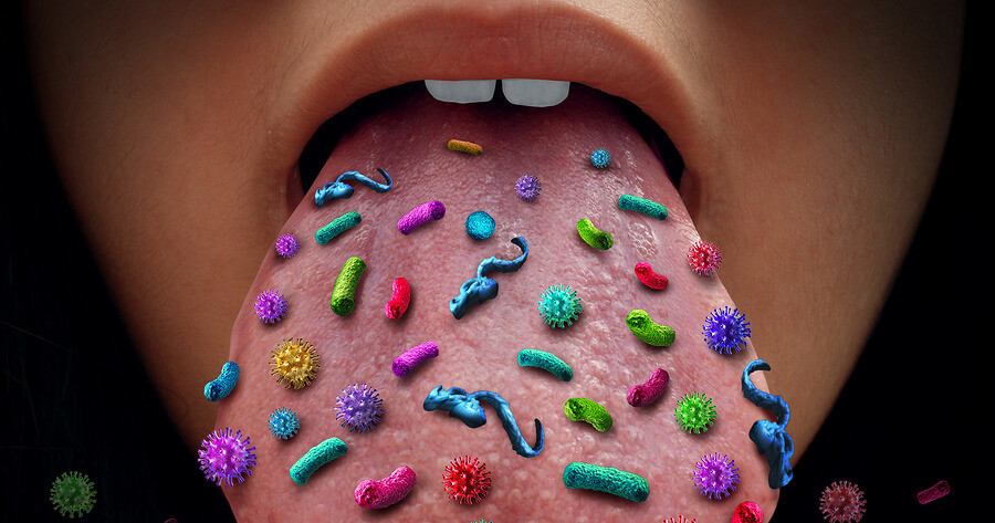 mouth with bacteria in it